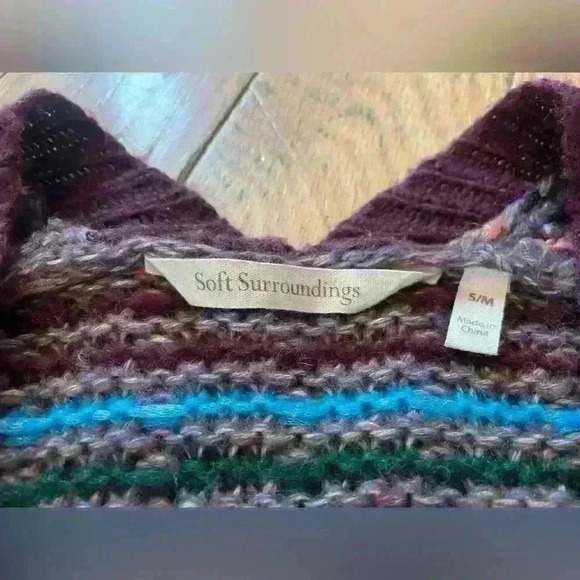 Soft Surroundings Women Size S/M Eirene Multicolor Plaid Fuzzy Sweater Cardigan - Picture 2 of 13